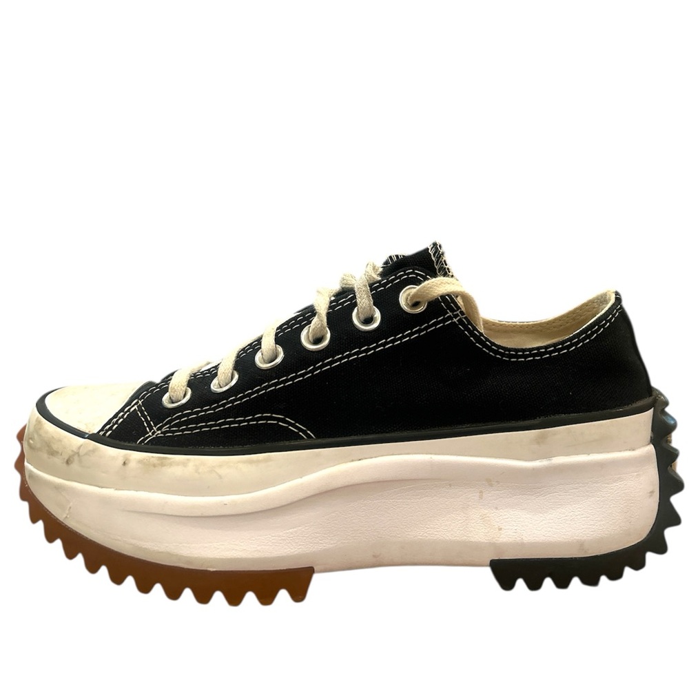 Black Canvas Platform Sneakers with White Accents